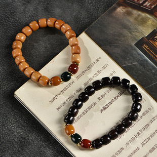 Ebony New Mountain Sandalwood Green Sandalwood Black Flower Pear Traffic Light Old Beads Bracelet Bracelet for Men and Women Couple Rosary Beads