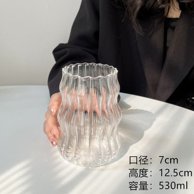 卸売高ホウケイ酸ガラスインスタイル高価値コーヒー家庭用透明ミルクスレッドクラウドカップストロー付き|undefined