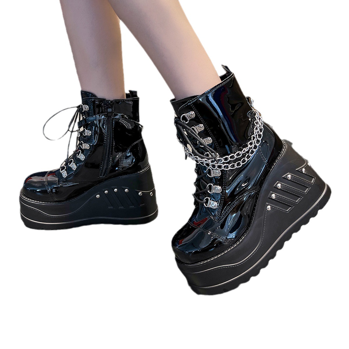Damesschoenen stijl herfst en winter nieuwe mode dikke bodem ronde kop grote maat lage top dameslaarzen fabriek directe verkoop_voghion.com