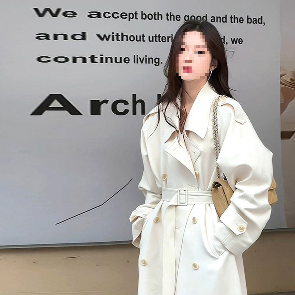 Spring and Autumn Mid-Length Korean British Style Trench Coat for Women, Street Style, Petite, Slimming, Blazer Collar Jacket, Trendy