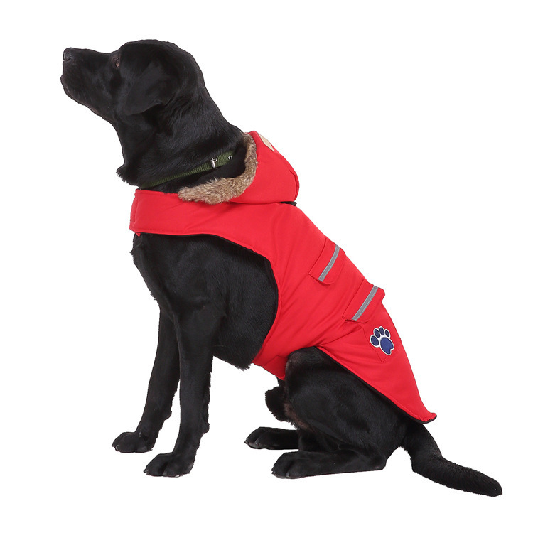Casaco refletor para cães grandes com capuz para inverno_voghion.com