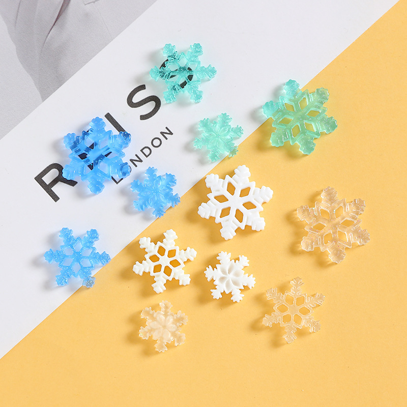 glitter semi-transparent christmas embellishment snowflake accessories diy cream glue mobile phone case refrigerator sticker shoe buckle hair accessories