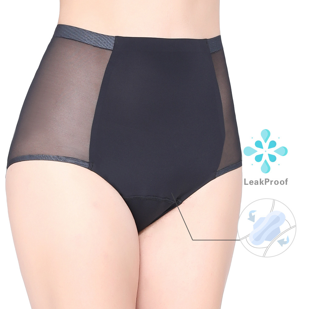 Cross-border foreign trade mesh physiological underwear four-layer leak-proof absorbent menstrual period aunt anti-odor plus size high waist physiological pants