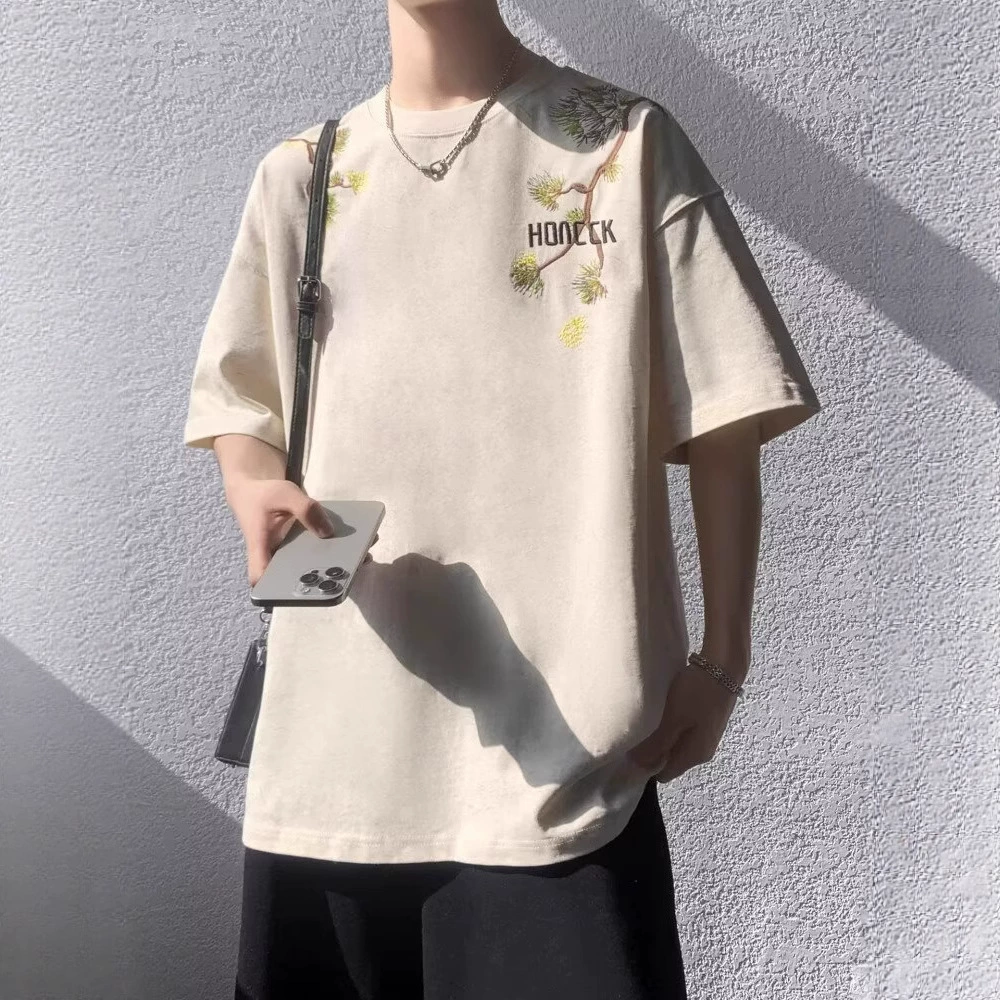 Новая мужская футболка с короткими рукавами в китайском стиле в национальном стиле, лето 2025, новая летняя одежда, красивая тяжелая одежда с половиной рукавов