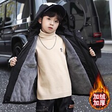 男童冬装加绒加厚派克服外套2025新款中大儿童棉衣男孩冬季棉服潮