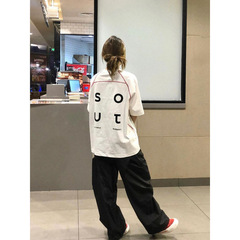 アメリカのトレンディなブランドレタープリント純綿半袖Tシャツ女性用2025年夏新作ゆったり学生半袖ニッチトップ