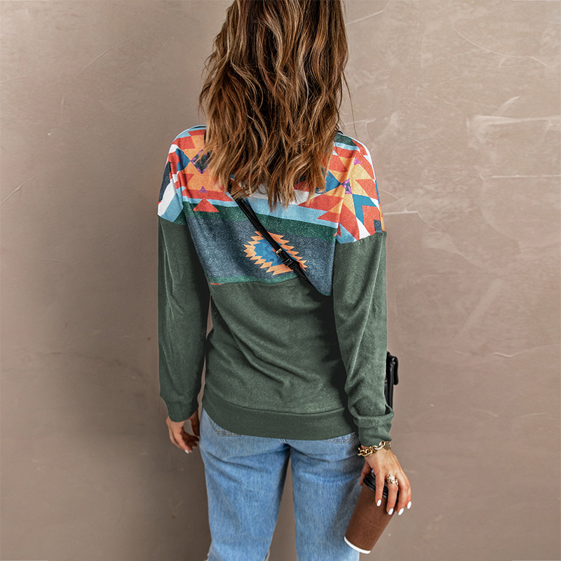 时颖印花卫衣女秋冬2022欧美新款拉链半开襟休闲长袖上衣女251474