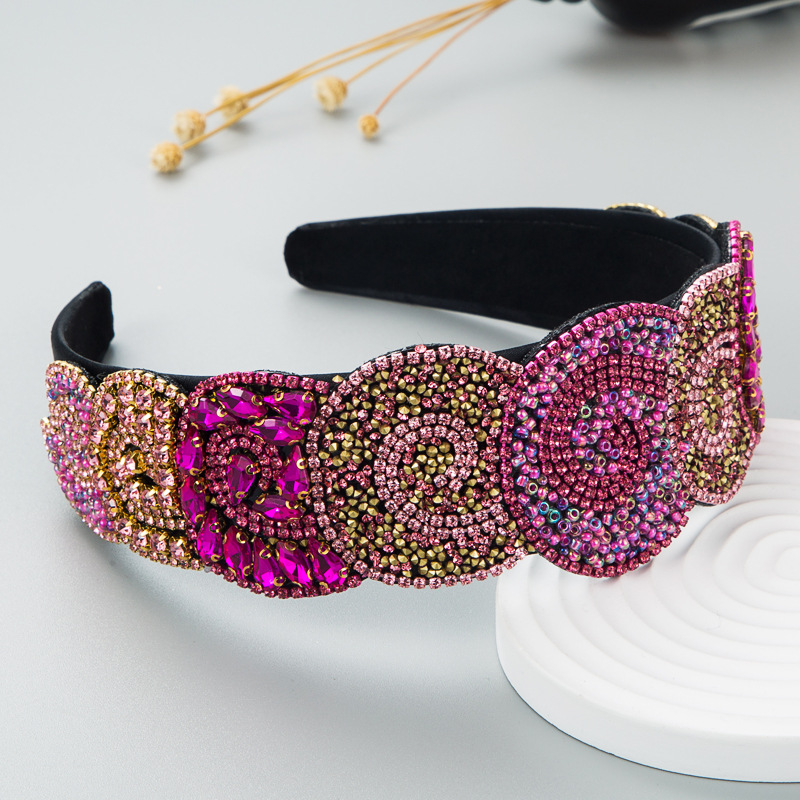 Fashion Color Rhinestone Headband Broad-sided Headband Wholesale display picture 8