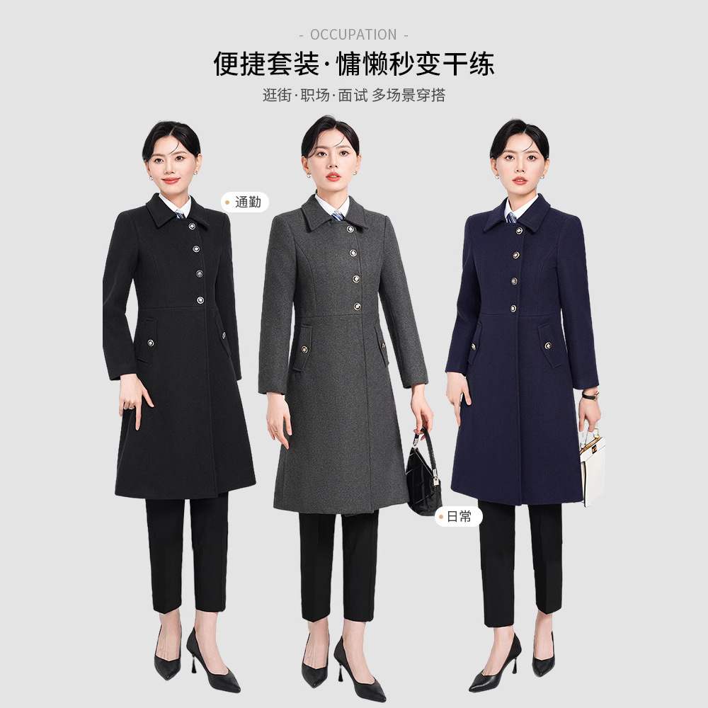 전문 퀼트 모직 코트 여성 가을과 겨울 2024 새로운 하이 엔드 센스 중간 길이의 모직 코트 두꺼운 작업복