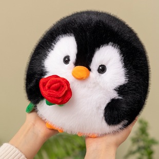 Cute Rose Penguin Doll Plush Toy Rag Doll for Girls Friends Kids Birthday Gift for Sleeping