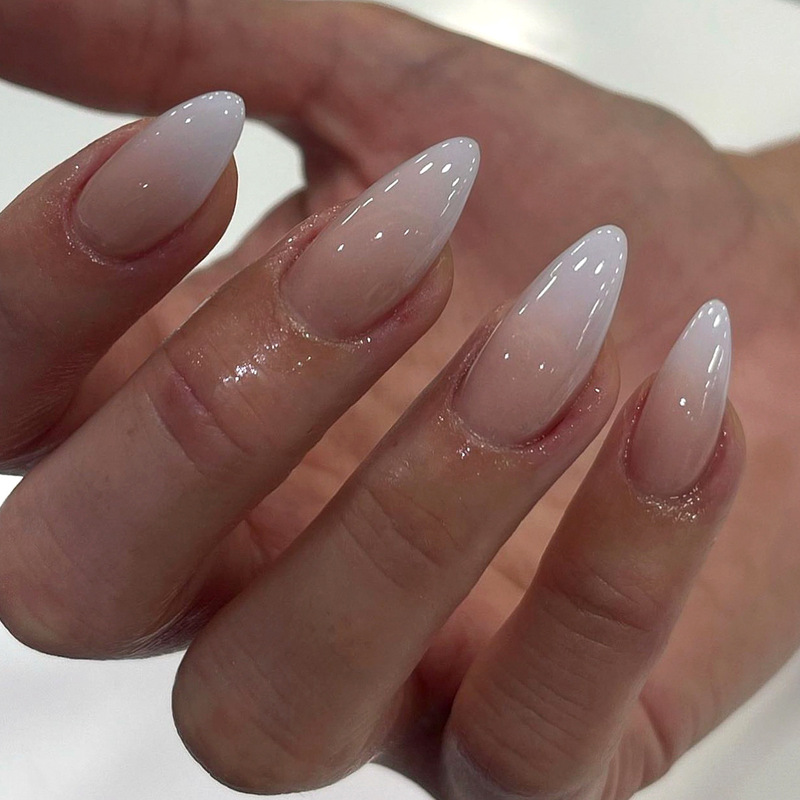 New Almond Manicure Pieces Simple Pink White Gradient Wearing Manicure Pieces Wholesale Red Book Style False Nail Art New Almond Manicure Pieces Simple Pink White Gradient Wearing Manicure Pieces Wholesale Red Book Style False Nail Art
