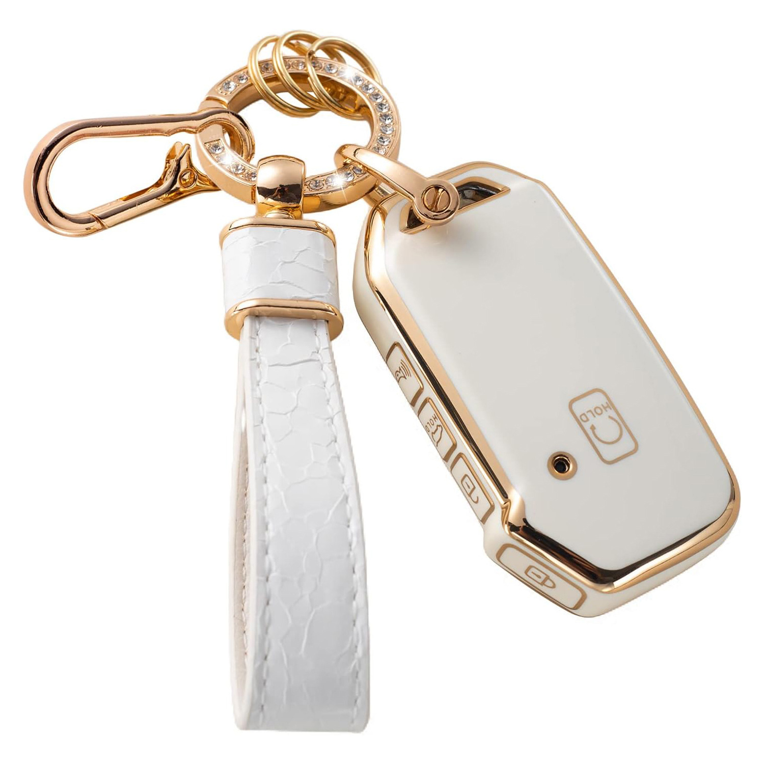 Cross-Border Hot-Selling Gold Edge Key Cover Pendant Car Key Bag Stone Pattern Keychain Amazon Hot Sale Wholesale
