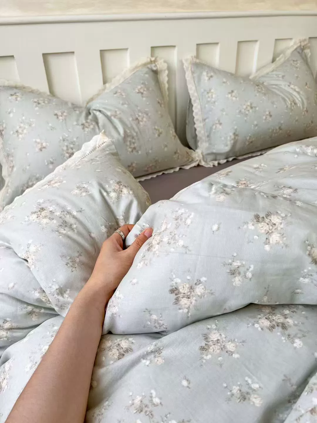 Комплект постельного белья из хлопковой марли, для мамы и малыша, 4‑предмета (150×200 см), ажур/двуслойное кружево
