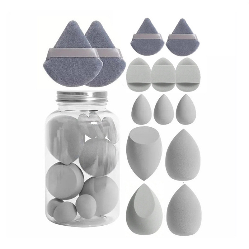 Combinación transfronteriza de huevos de belleza 14 piezas mini triángulo dedo polvo de aire cojín de maquillaje huevo esponja huevo de maquillaje huevo