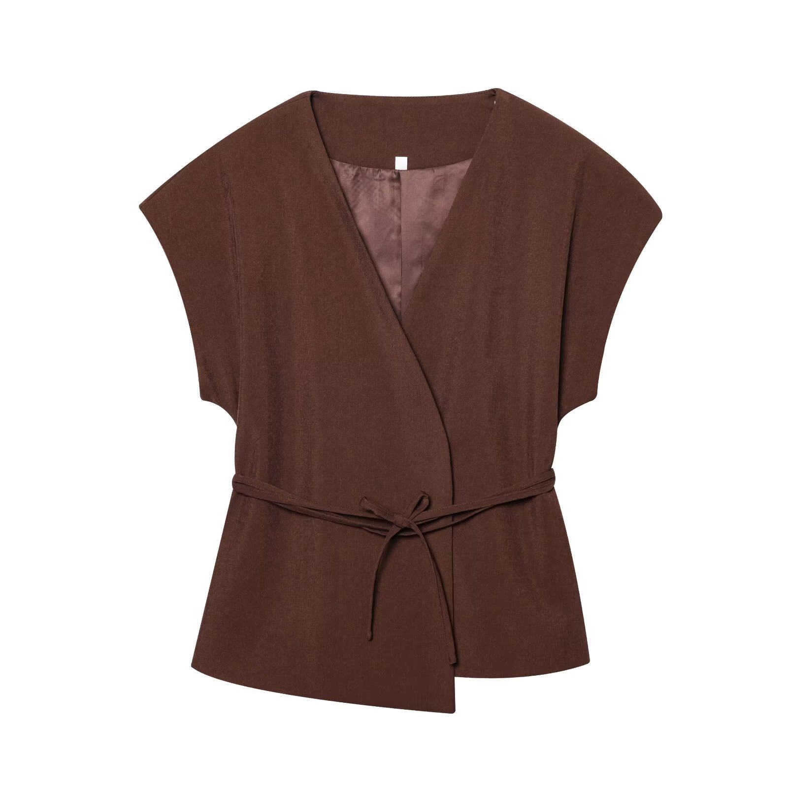 Cross-border Foreign Trade Women's Clothing 2025 Summer European And American Style V-neck Tie Top + Pleated Pants Set_ecoleips.com