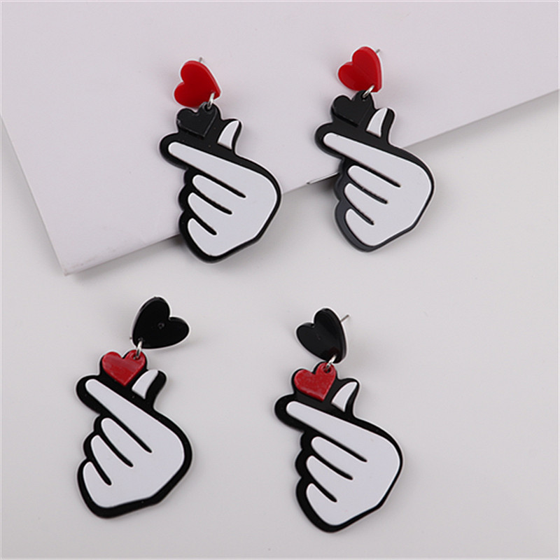 Heart Shape Pattern 1 Pair Fashion Heart Shape Patchwork Arylic Drop Earrings