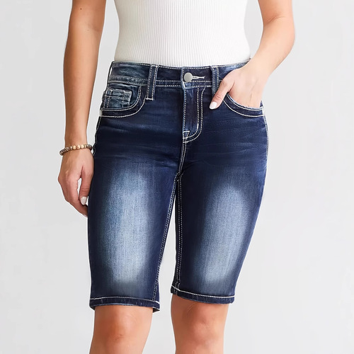 Elegant European and American Style Cross-border Amazon Independent Store New Women's Denim Embroidered Stretch Trousers Slimming