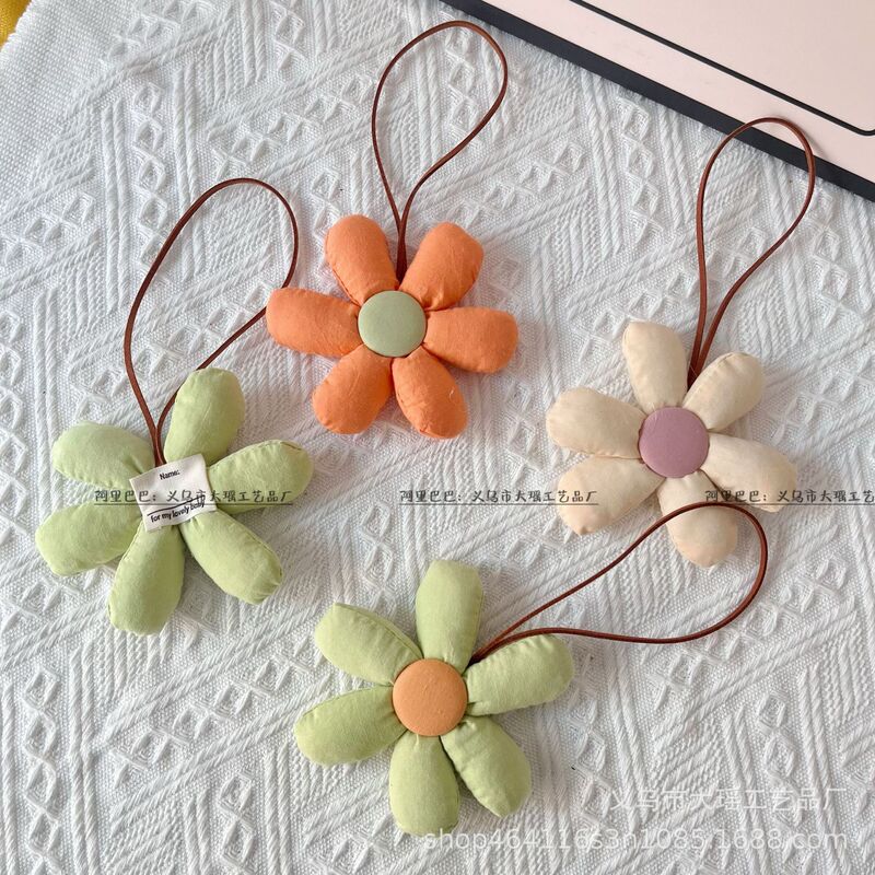 Small Fresh Fabric Flower School Bag Pendant Cute Small Flower Lanyard Decoration Korean Creative Student Bag Small Hanging Ornaments