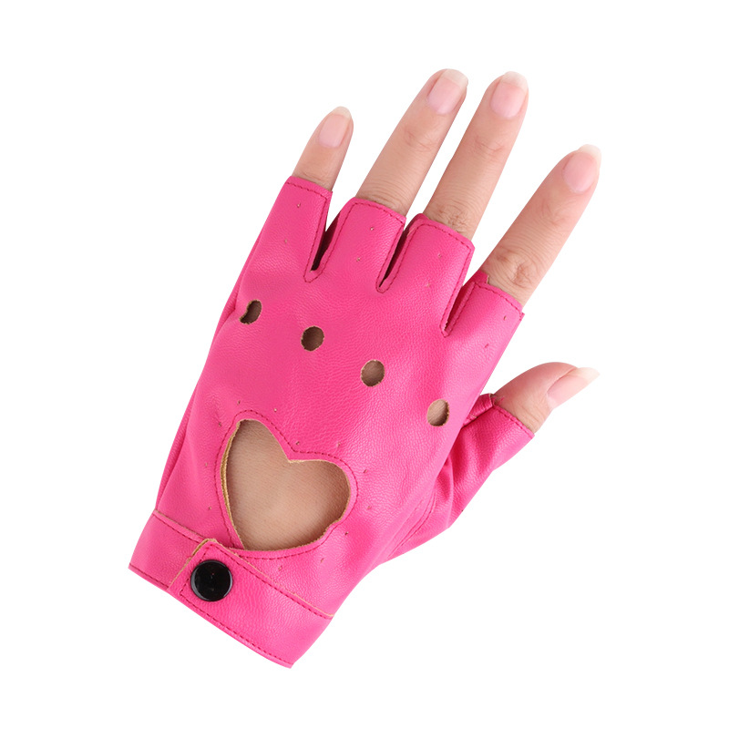 Guantes de baile de las mujeres hip hop punk etapa rendimiento trueno medio dedo guantes discoteca fotografía pu cuero baile guantes image 10