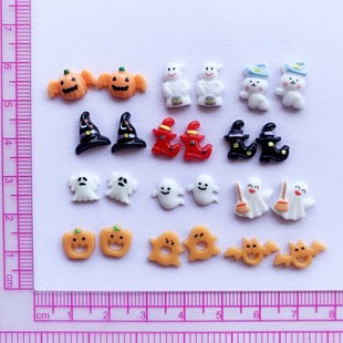 Mini Halloween Little Ghost Pumpkin Manicure Hand Nail Accessories DIY Resin Gadgets Wholesale