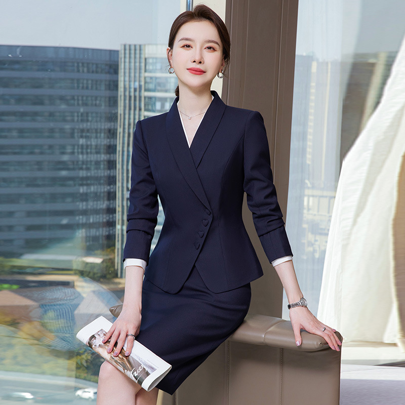 Apricot suit suit female 2024 spring and autumn Hotel beauty salon jewelry shop front desk reception professional temperament overalls