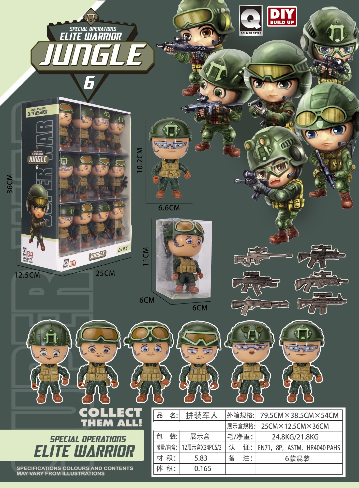 Niños transfronterizos hogar DIY ensamblaje muñeca militar muñeca interactiva padre-hijo muñeca decoración muñeca conjunto lote