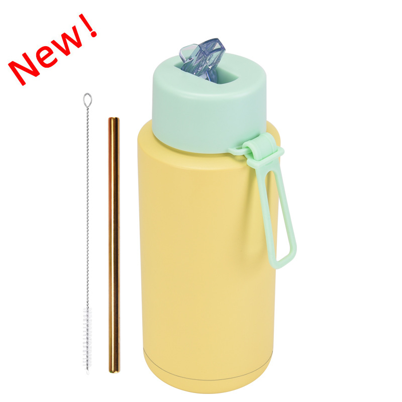 2025 nuevo hervidero deportivo de acero inoxidable de gran capacidad, de boca grande portátil estadounidense de 1L, preservación del calor y enfriamiento al vacío