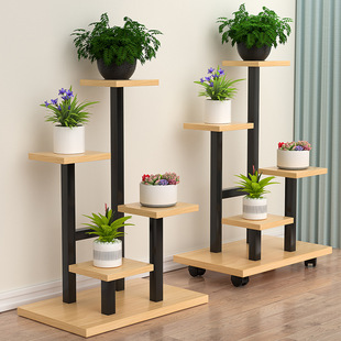 Iron Flower Rack Removable Wheeled New Home Living Room Floor-Standing Flower Pot Rack Balcony Multi-Layer Flower Storage Rack