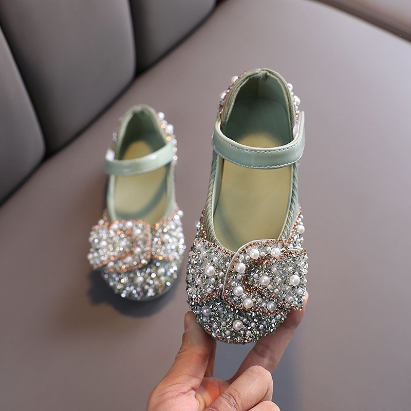 Zapatos de Princesa con Diamantes para Niñas de PU y Caucho con Cierre Autoadhesivo para Baile y Fiestas image 3