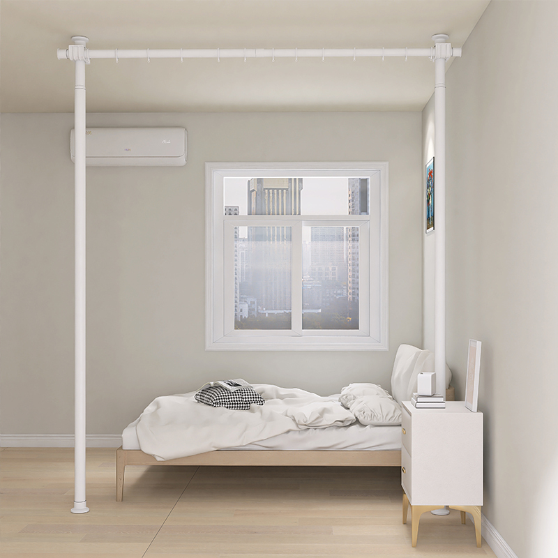 Screen Partition Stand, No-Drill Ceiling-To-Floor Curtain Rod Support Frame, Complete Set of Partition Curtain Bracket
