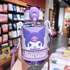 三麗鷗水杯女生高顏值學生便攜塑料水壺可愛大容量帶吸管兒童杯子