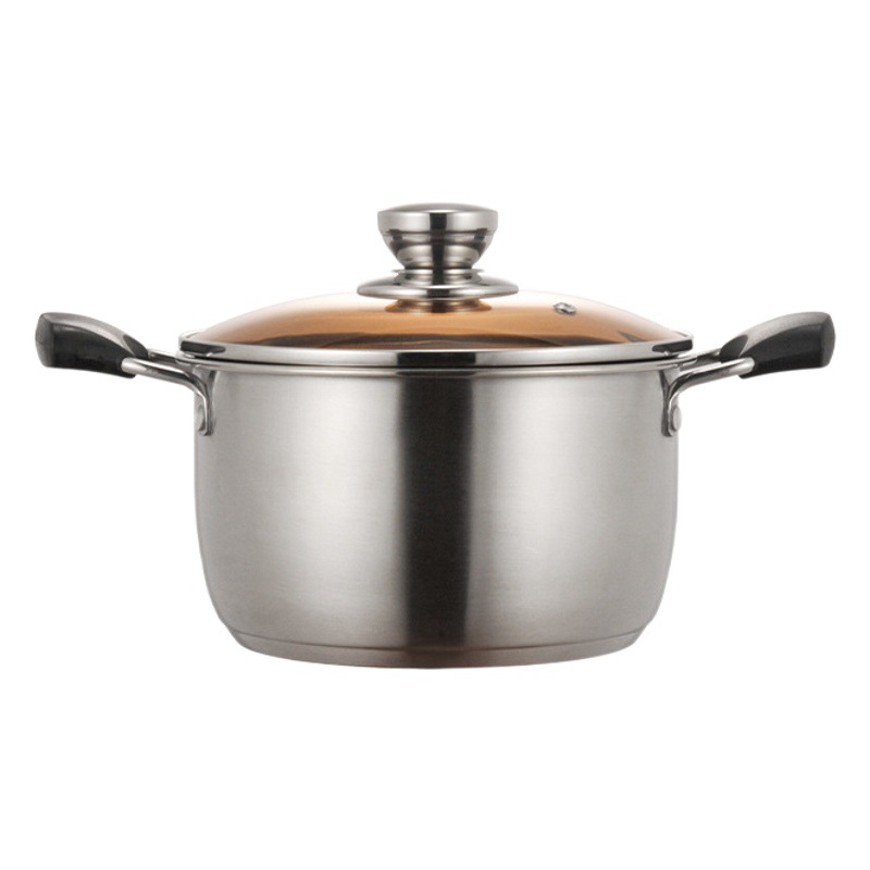 Olla para sopa de acero inoxidable grueso, olla antiadherente con fondo reforzado, adecuada para olla caliente, guisos y sopa, compatible con cocinas de inducción y estufas de gas.