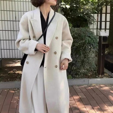 2025高级复古感双面羊绒高级感大衣女韩版宽松百搭双排扣毛呢外套