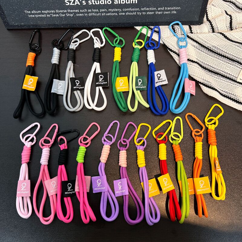 New Handmade Woven Rope Accessories, Finished Product Keychain, Niche Creative Color-Blocking Lanyard Keychain Bag Pendant