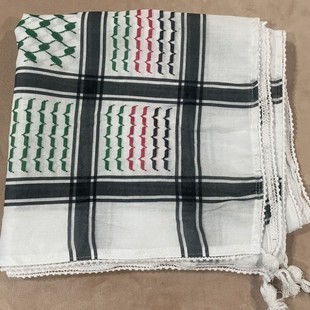 New Arafat Cotton Turban Ball Arab Scarf Palestine Print Square Scarf Cross Border in stock