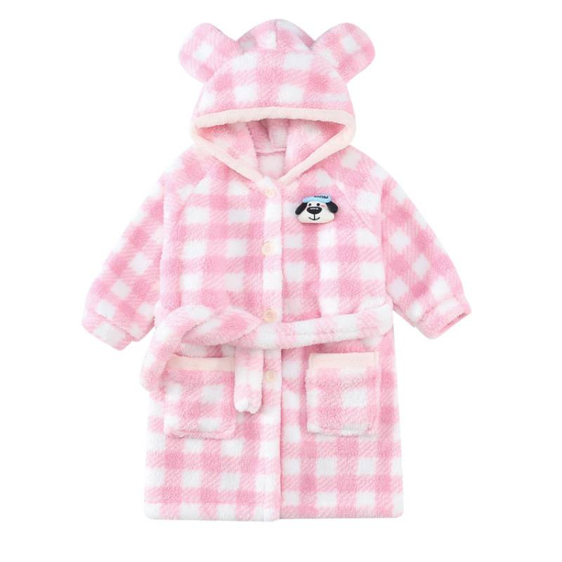Pijamas de niñas otoño y invierno flanel espeso coral 2025 nuevo bata de baño para niños bebé niñas bata de baño