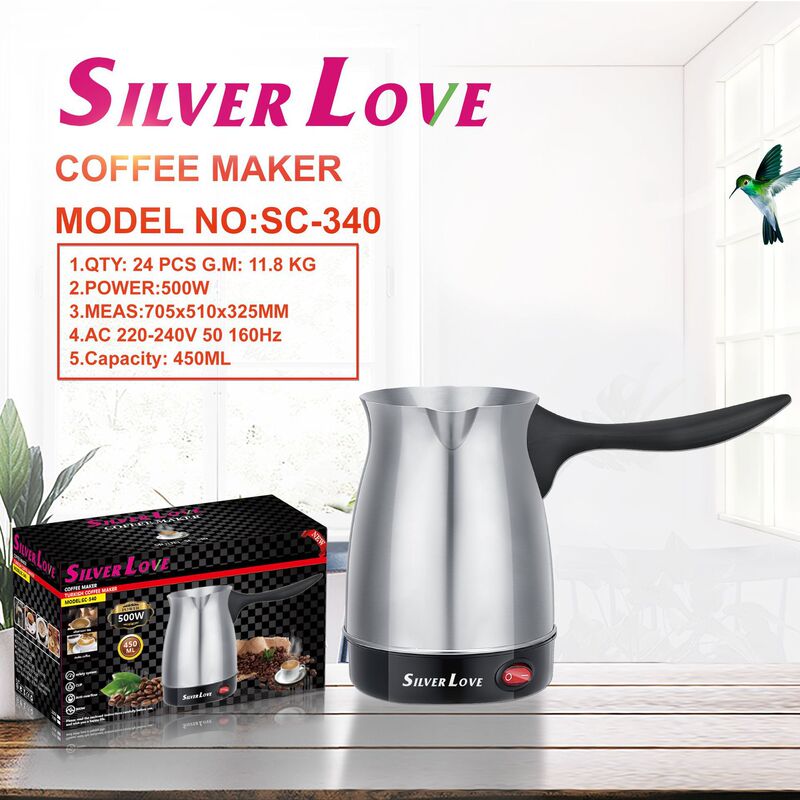 Cross-Border Hot Selling Turkish Coffee Pot Electric Stainless Steel Kettle Automatic Power Off Quick Heating Tea Kettle Wholesale