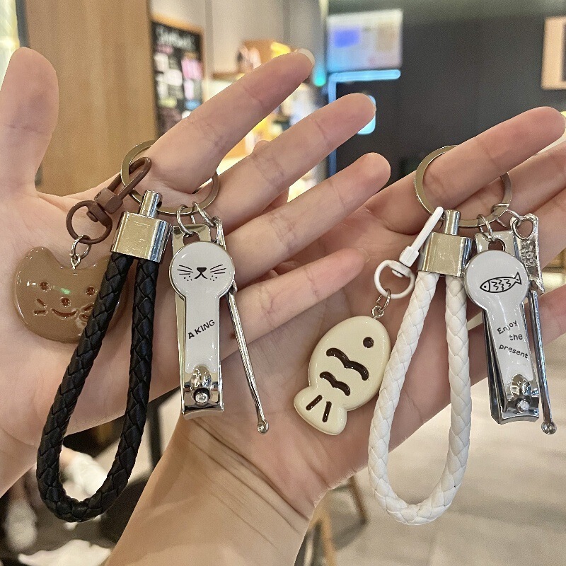 Key Pendant Couple Cat and Fish Keychain Creative Nail Clipper Ear Scoop Set Cute Cartoon School Bag Accessories Key Pendant Couple Cat and Fish Keychain Creative Nail Clipper Ear Scoop Set Cute Cartoon School Bag Accessories