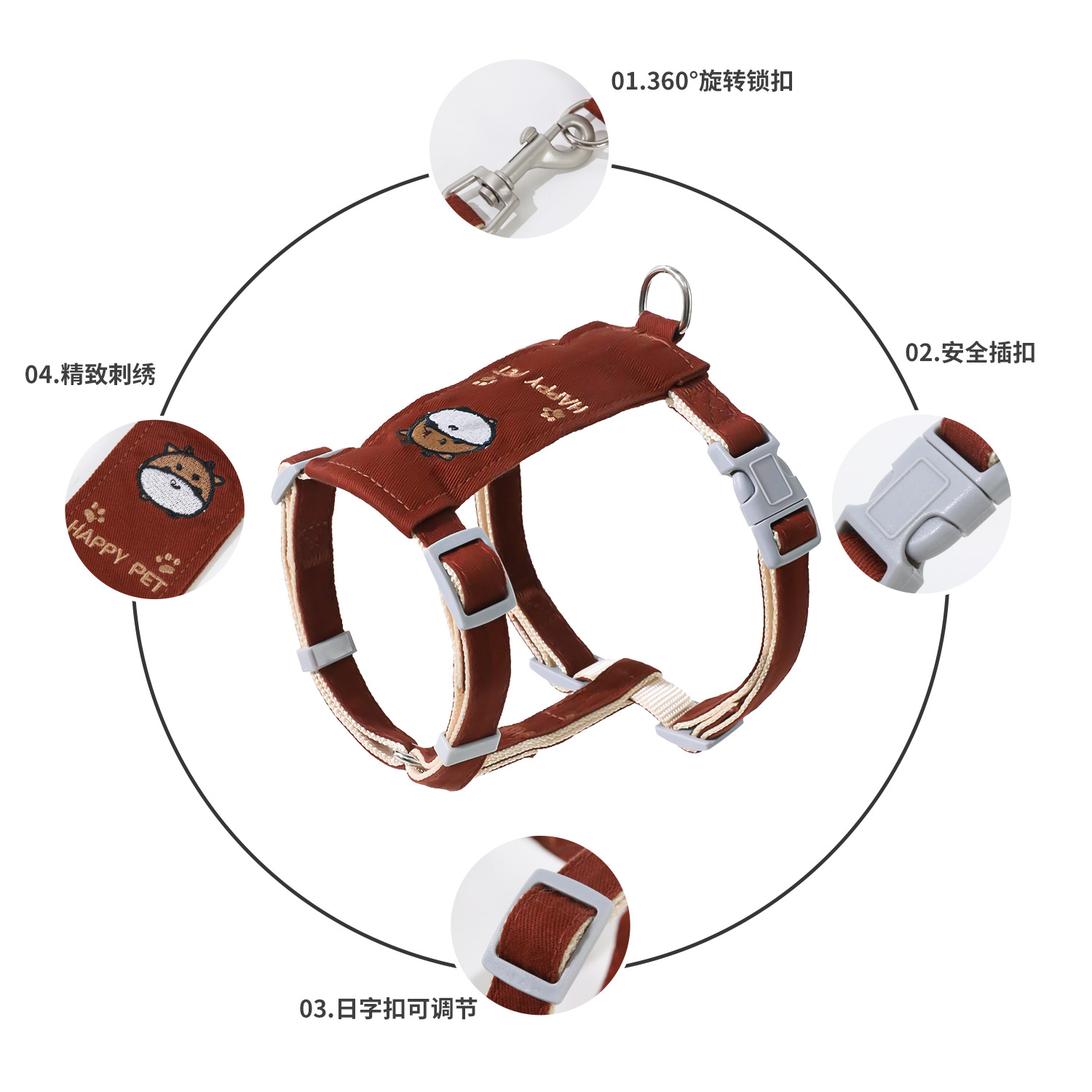 Z gatos cuerda de tracción cuerda de Oxford cuerdas de nylon dibujos animados bordados terneros gatos I correa de pecho artículos de mascotas