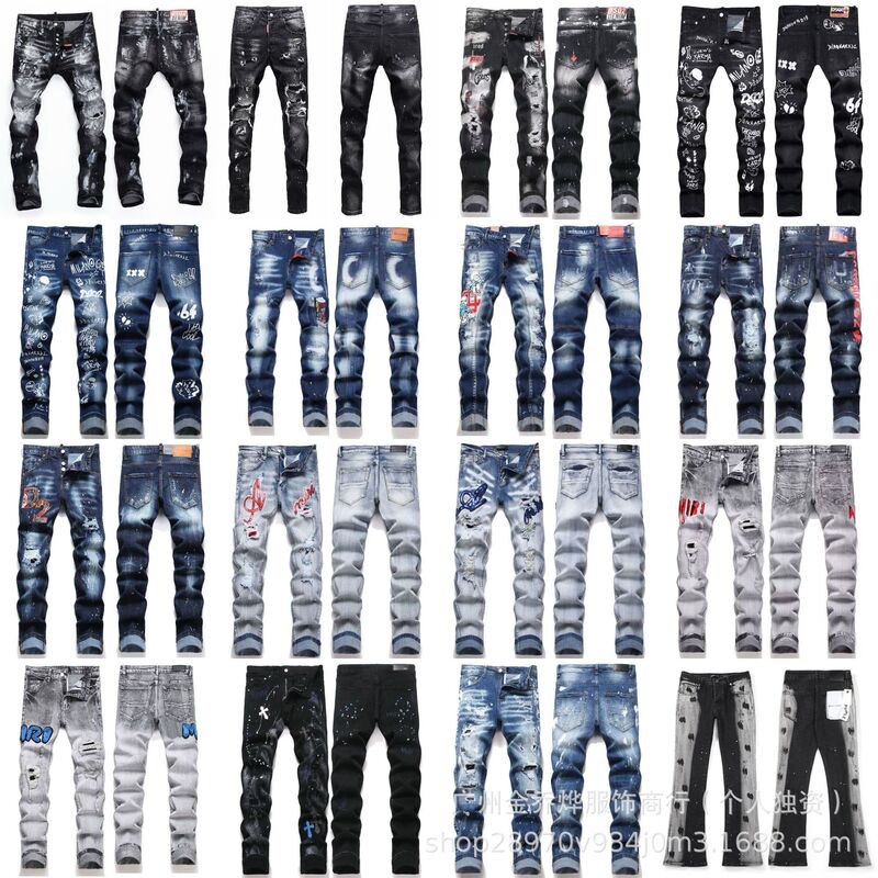 High-Quality Am Ripped Patchwork Embroidered High Street Style Unisex Loose Casual Versatile Jeans for Cross-Border Trade High-Quality Am Ripped Patchwork Embroidered High Street Style Unisex Loose Casual Versatile Jeans for Cross-Border Trade