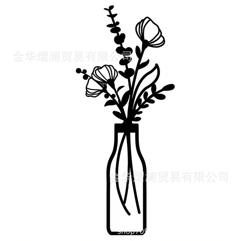 金属の花の壁の装飾の花の黒い花瓶の極めて簡単な芸術の壁の装飾の客間の浴室の家庭の寝室|undefined