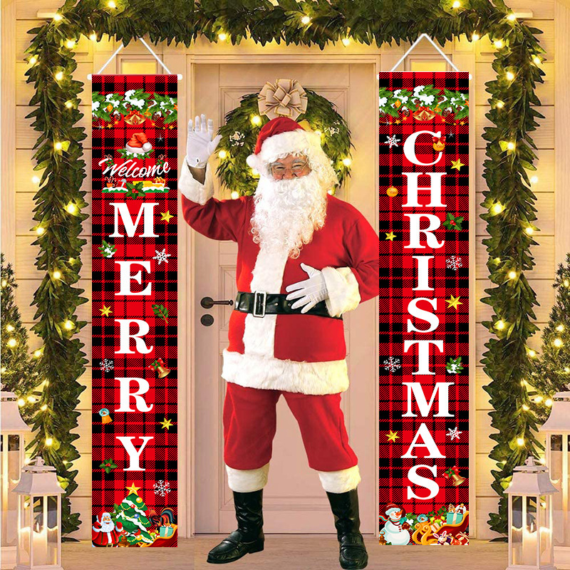 Amazon's New Christmas Decorations Door Curtains Christmas Hanging Cloth Hanging Flags Door Hanging Christmas Scene Layout Couplets