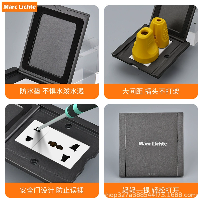 Marc Lichte Cross-border special supply of 86 household stainless steel open floor socket multi-function dedicated floor plug