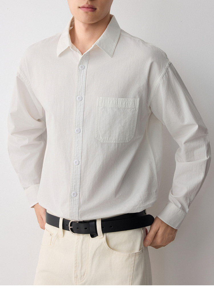 Áo sơ mi nam dài tay cotton trơn màu phong cách công sở — đen chi tiết 30