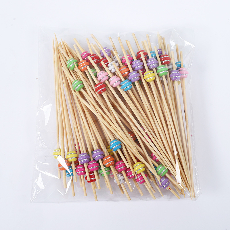 Frutas desechables lindas pequeñas flores frescas coloridas postre sushi hamburguesas de arte frutas bambú palo al por mayor