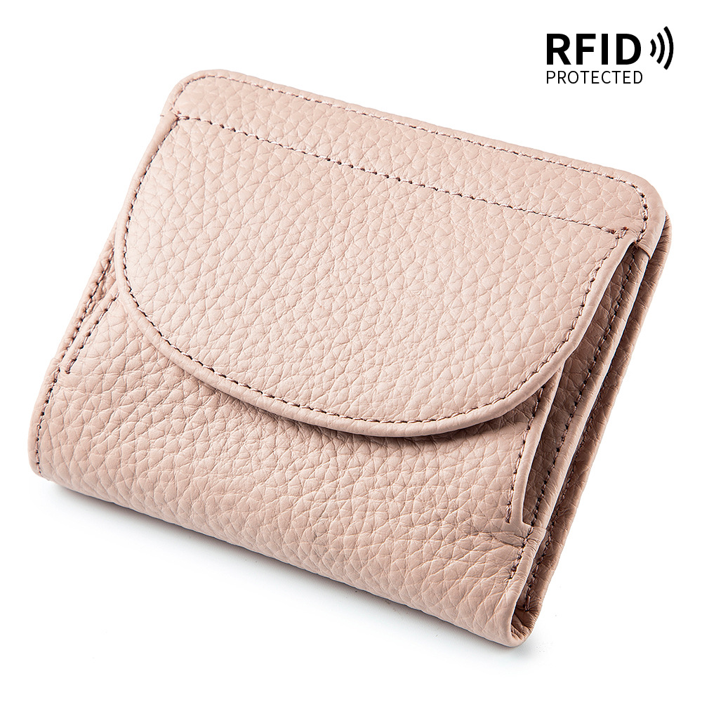Mini cartera de las Mujeres Nuevo Amazon RFID plegable simple ultra-Delgado de cuero japonés pequeña cartera de las mujeres elegante bolsa de moda