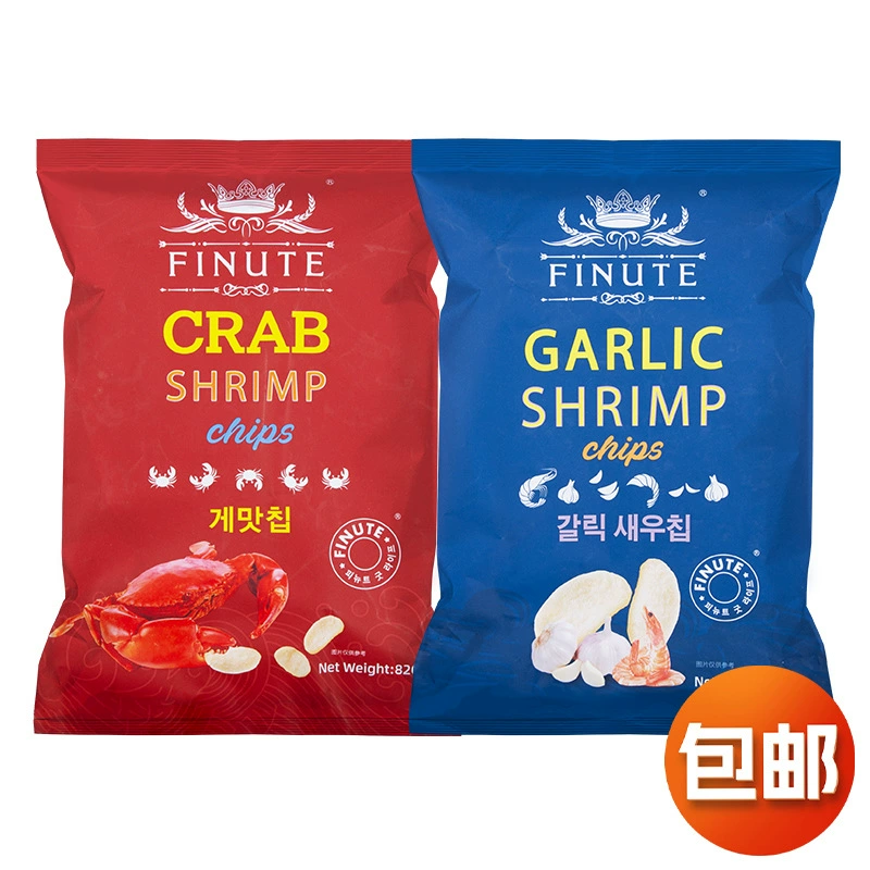 Южная Корея импортировала FINUTE Fun Laifu чесночные креветочные чипсы 82 г, воздушные офисные закуски для интернет-знаменитостей