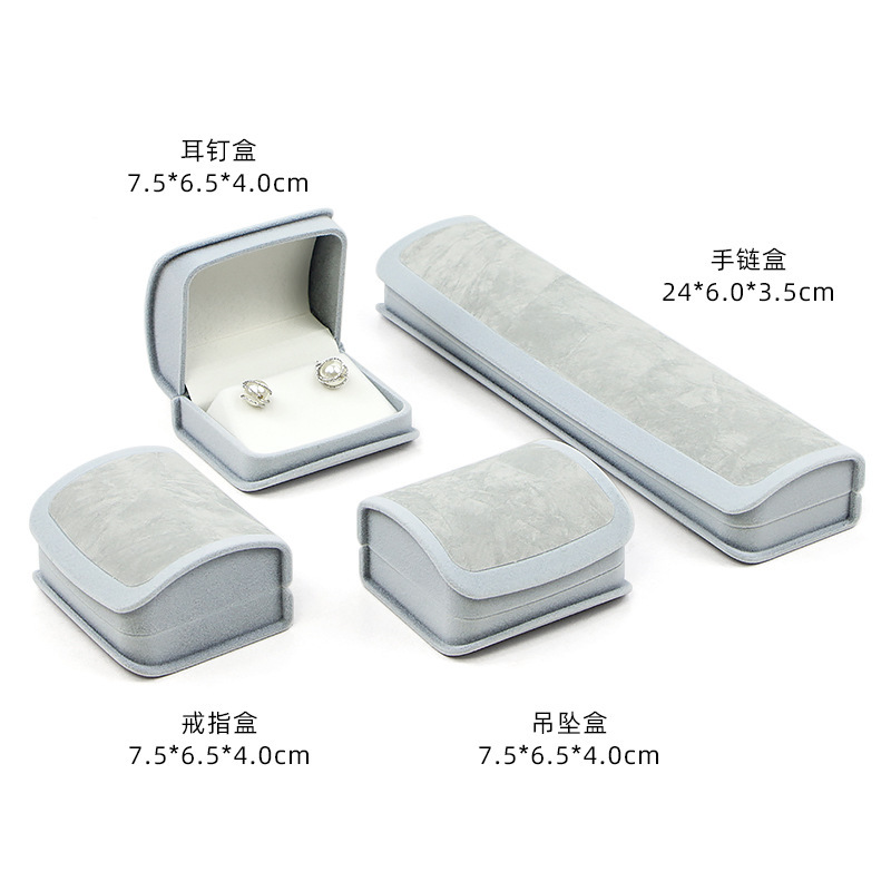 Nueva caja de joyería curva de alta gama, caja de almacenamiento, caja de anillo de franela, collar colgante, aretes, pulsera, caja de joyería