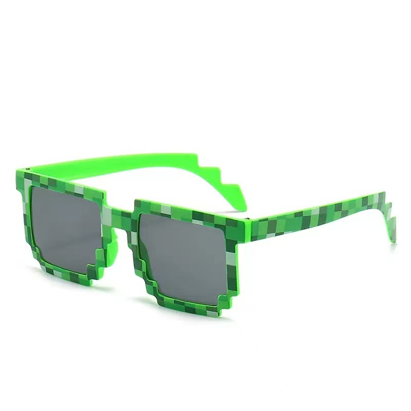 Mosaico gafas gafas de sol bidimensionales chatter personalidad gafas de sol de píxeles de fiesta reticular gafas de viento de píxeles rojos
