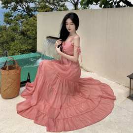 泰国云南三亚海边度假穿搭女装仙女旅游海岛拍照氛围感高级连衣裙